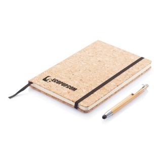 Libreta A5 con bolígrafo touch de bambú personalizada